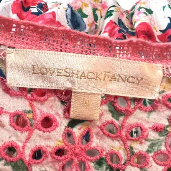 LoveShackFancy Rena Rose Floral Ruffle Mini Dress in Rush of Red Women’s Medium - Picture 14 of 16